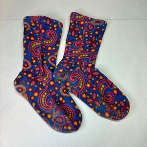 Acorn Fleece Socks Slippers, Versafit, Size Small, Moisture-Wicking, Paisley